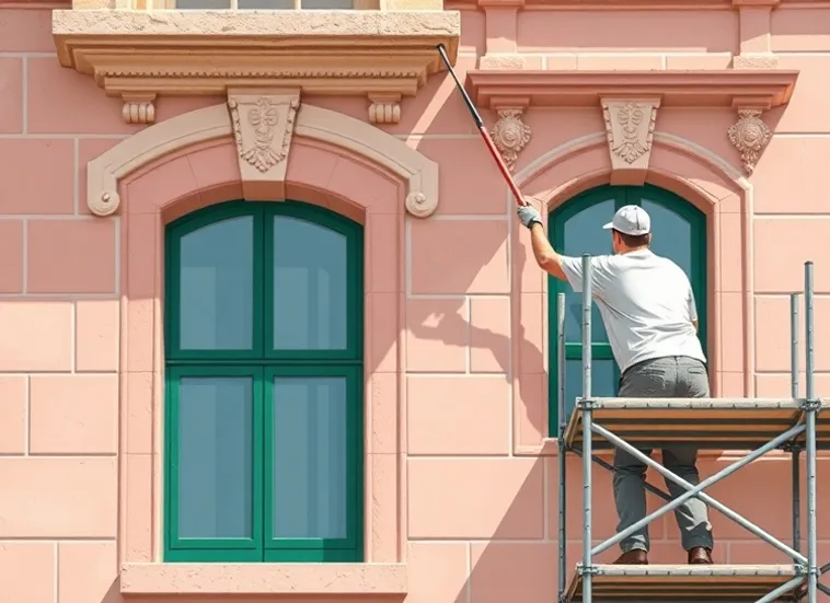 Ravalement de façade en pierre, nettoyage et application d'enduit